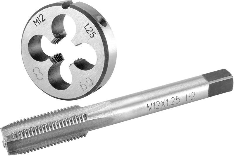 Burkit M12 X 1.25 Tap and Die Set Right Hand, M12 x 1.25 Machine Thread Tap and Round Die - Image 1